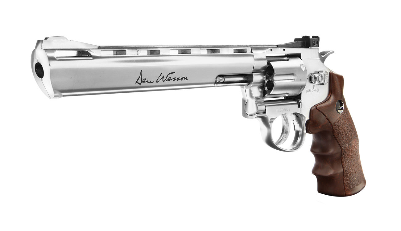 Dan Wesson 8 Zoll CO2 Revolver 4,5mm BB chrom / Wood-Style Grip Bild 1