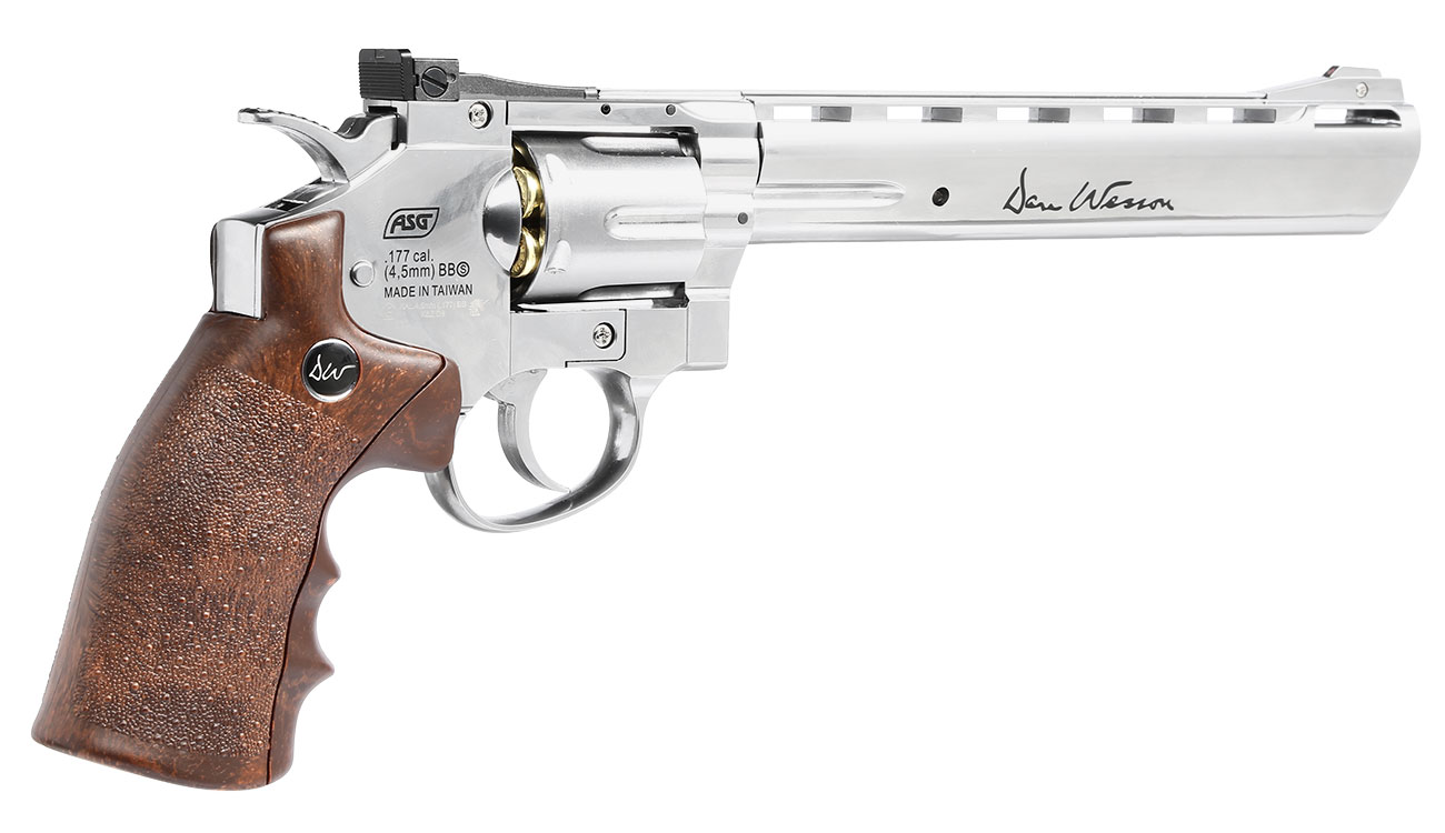 Dan Wesson 8 Zoll CO2 Revolver 4,5mm BB chrom / Wood-Style Grip Bild 7