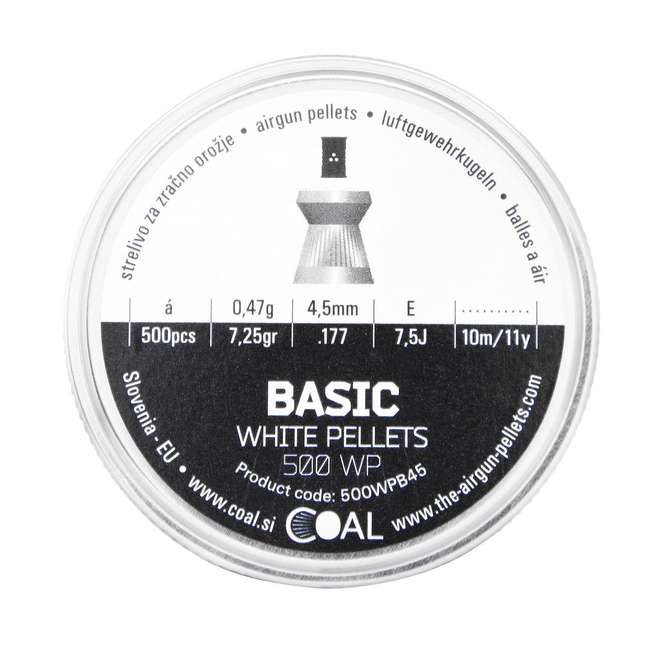 Coal Flachkopf Diabolos Basic White Pellets geriffelter Schaft Kal. 4,5 mm 500er Dose Bild 3