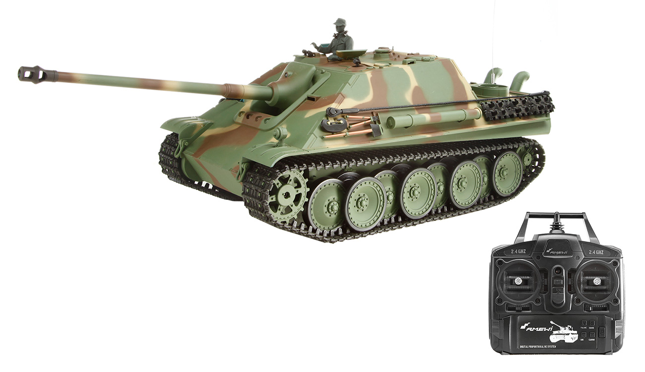 Amewi RC Panzer Jagdpanther Control Edition 1:16 schussfähig RTR tarn
