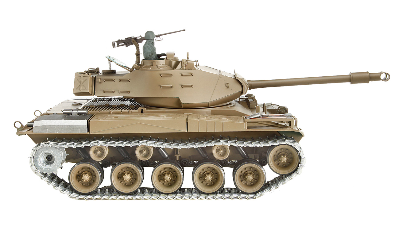 Amewi RC Panzer Walker Bulldog M41 mit Metallketten 1:16 schussfähig RTR oliv Bild 1