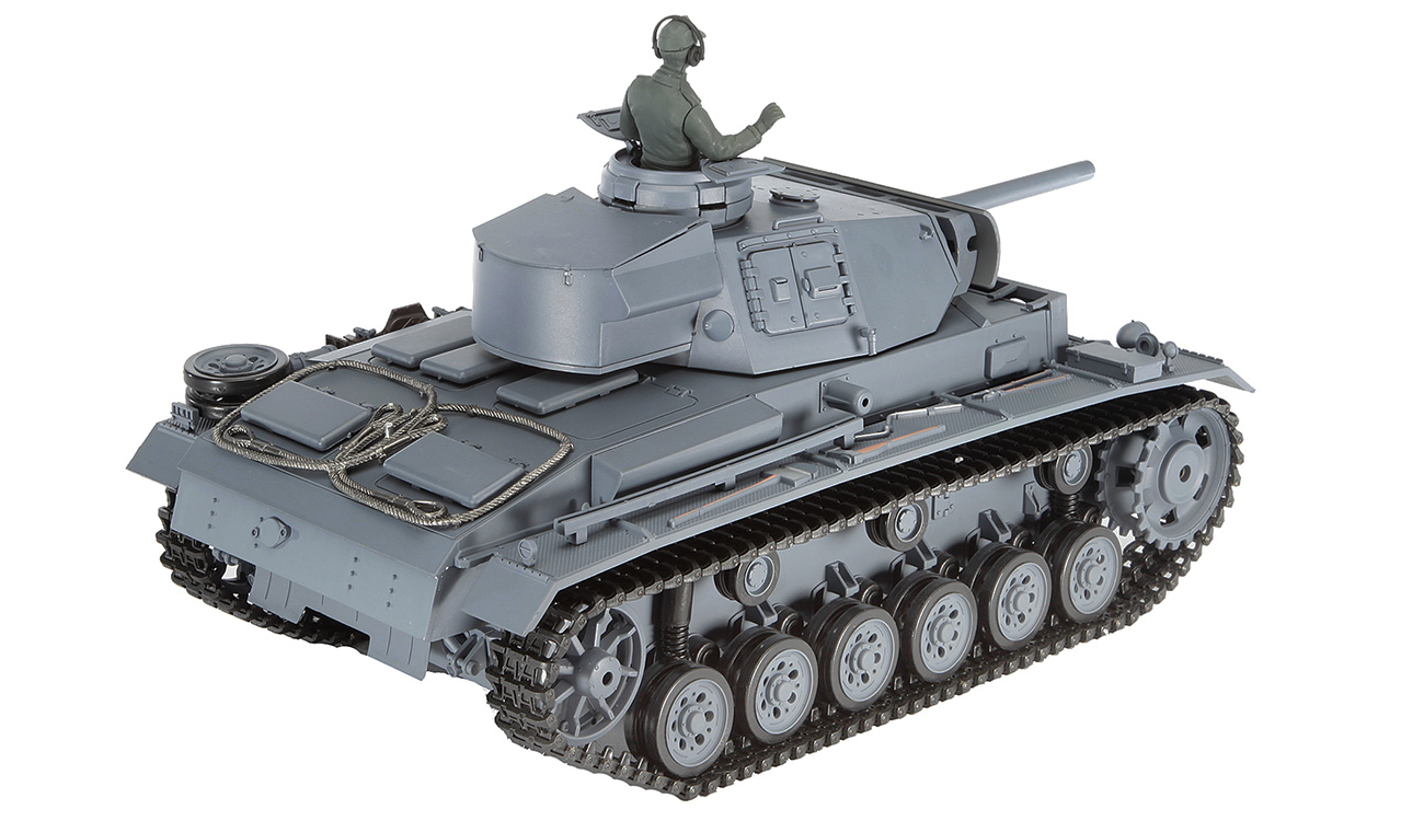 Amewi RC Panzerkampfwagen III Control Edition 1:16 schussfähig RTR grau Bild 3