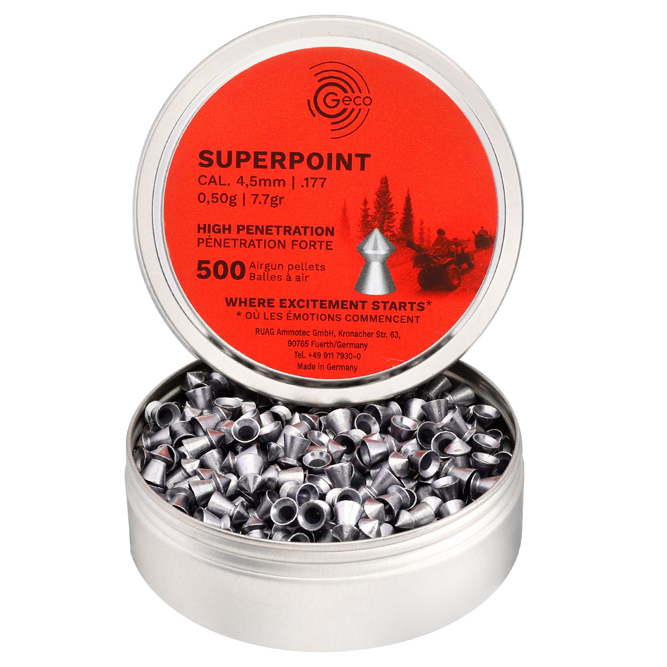 Geco Spitzkopf-Diabolo Superpoint 4,5mm 0,5g 500 Stck