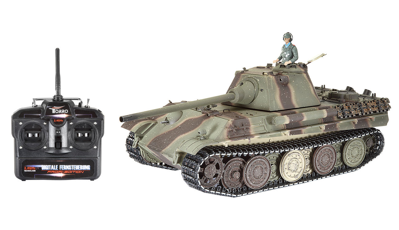 Torro RC Panzer Panther F Pro Edition 1:16 schussfähig RTR Airbrush camo