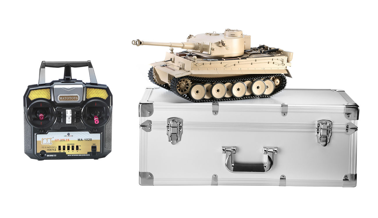 Amewi RC Panzer Tiger I 1:16 True Sound Metallausführung schussfähig RTR desert yellow