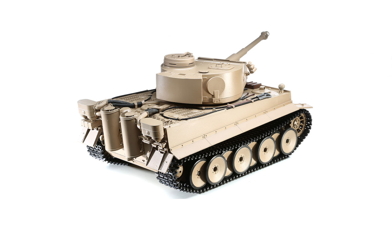 Amewi RC Panzer Tiger I 1:16 True Sound Metallausführung schussfähig RTR desert yellow Bild 2