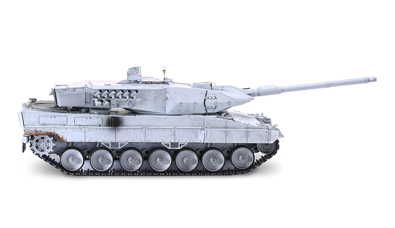 Torro RC Panzer Leopard 2A6, UN Weißgrau Pro-Edition 1:16 schussfähig, Rauch & Sound, Metallgetriebe und Metallketten, RTR Bild 1