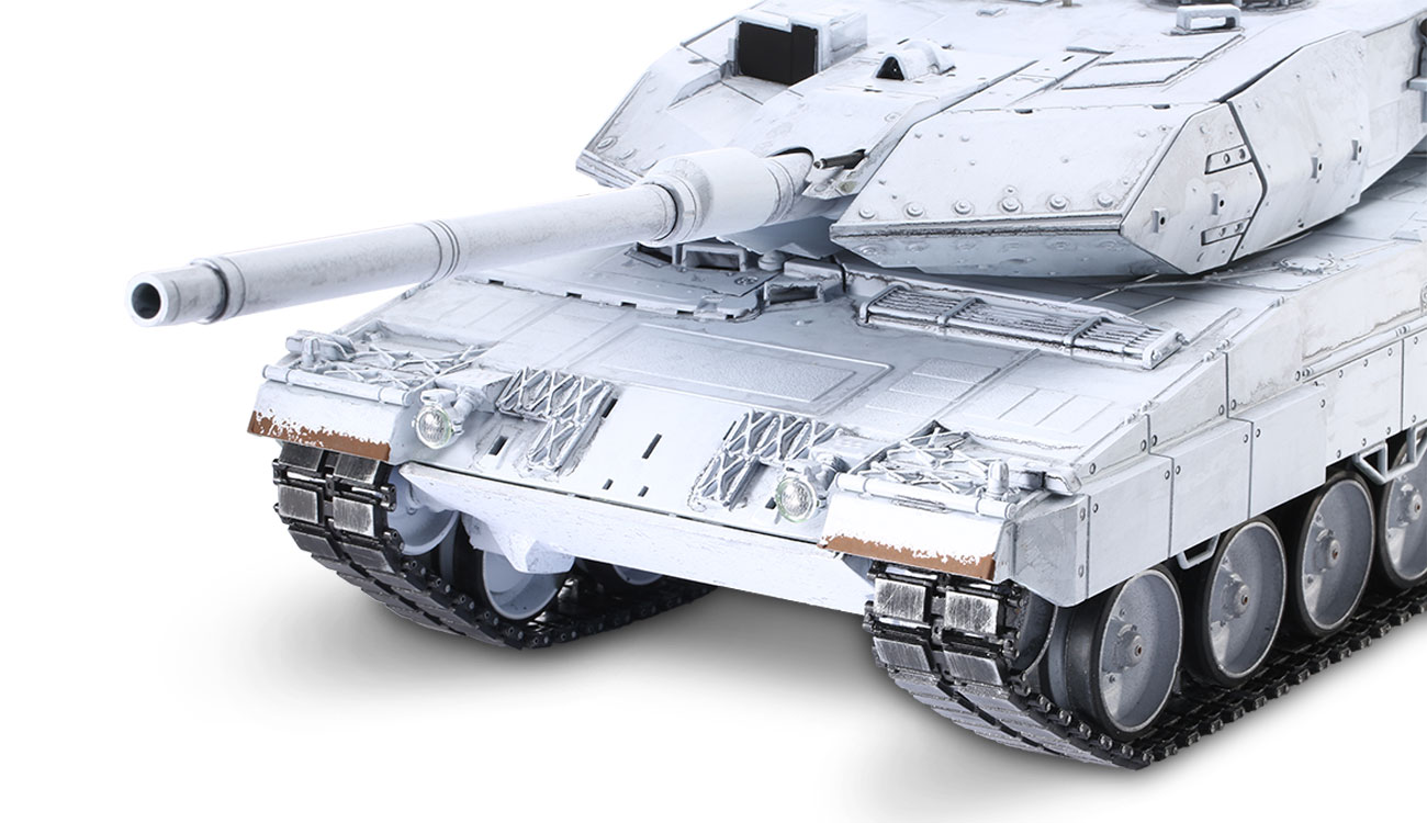 Torro RC Panzer Leopard 2A6, UN Weigrau Pro-Edition 1:16 schussfhig, Rauch & Sound, Metallgetriebe und Metallketten, RTR Bild 4