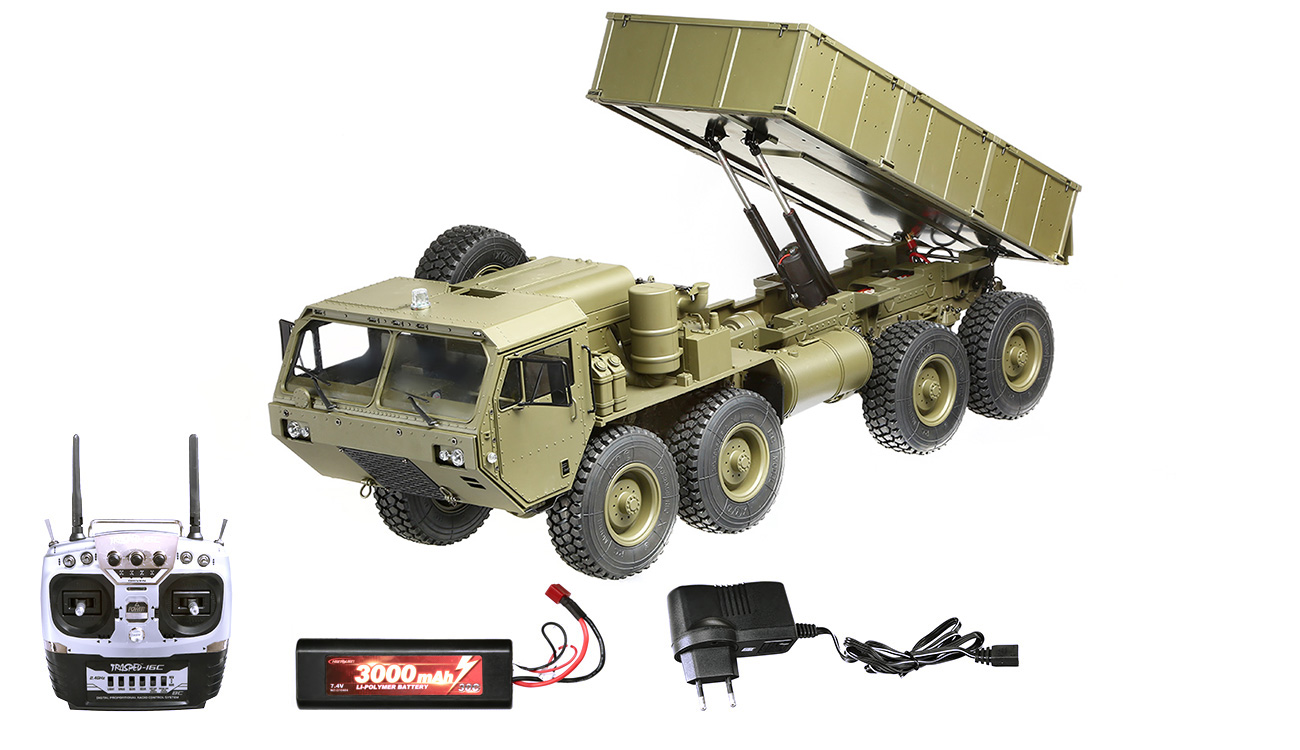 Amewi RC US Militrtruck 8x8 Kipper 1:12 RTR military grn inkl. 2,4 GHz Fernsteuerung