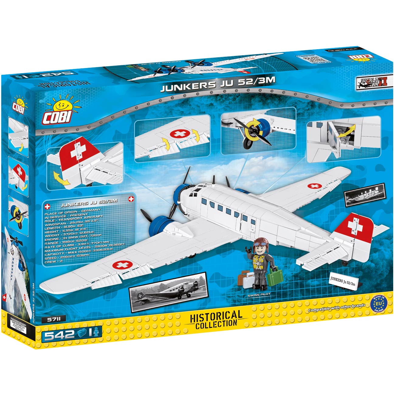 Cobi Historical Collection Bausatz Flugzeug Junkers JU 52/3M 542 Teile 5711 Bild 4