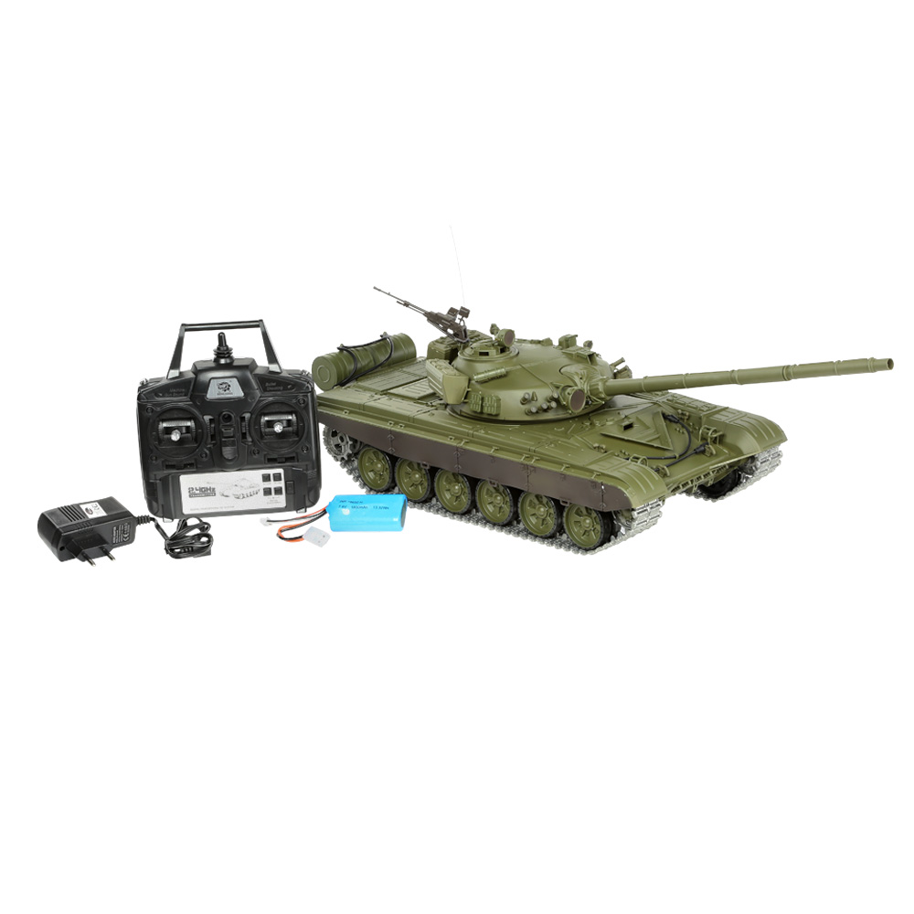 Heng-Long RC Panzer T-72, grün 1:16 schussfähig, Infrarot-Gefechtssystem, Rauch & Sound, Metallgetriebe, Metallketten, RTR