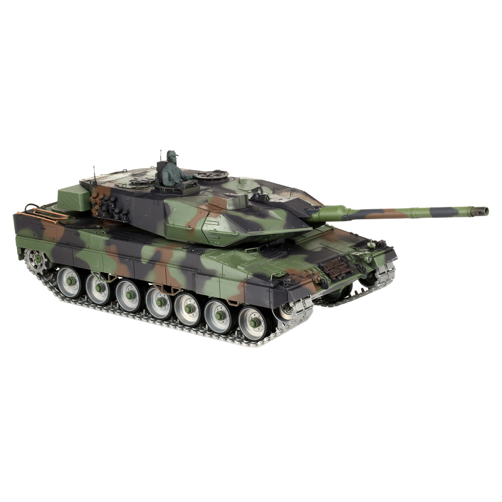 Amewi Rc Panzer Leopard 2A6 tarn, 1:16, RTR, Professional Line IR+BB Rauch & Sound Metallgetriebe Metallketten Bild 10