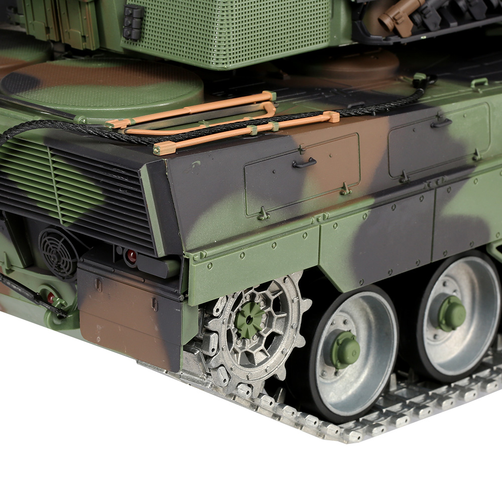 Amewi Rc Panzer Leopard 2A6 tarn, 1:16, RTR, Professional Line IR+BB Rauch & Sound Metallgetriebe Metallketten Bild 6