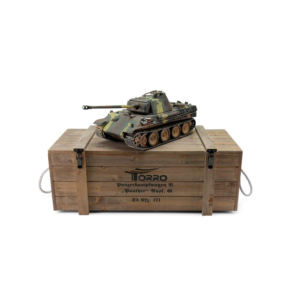 Torro RC Panzer Panther G Sommertarn Profi-Edition 1:16 schussfähig, Rauch & Sound, Metallgetriebe und Metallketten, RTR