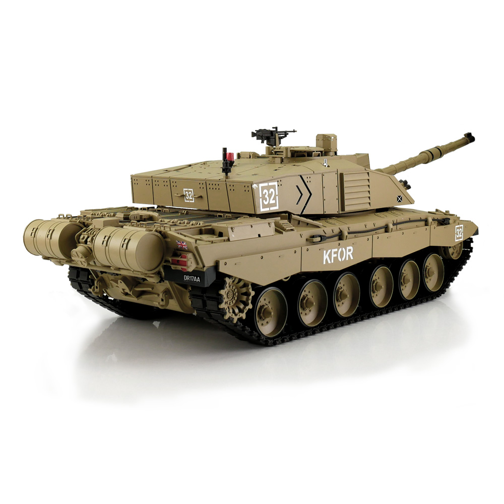 Heng-Long RC Panzer Challenger 2, sand 1:16 schussfhig, Infrarot-Gefechtssystem, Rauch & Sound, Metallgetriebe, Metallkette Bild 1