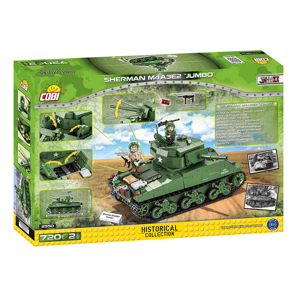 Cobi Historical Collection Bausatz Panzer M4A3E2 Sherman Jumbo 720 Teile 2550 Bild 3