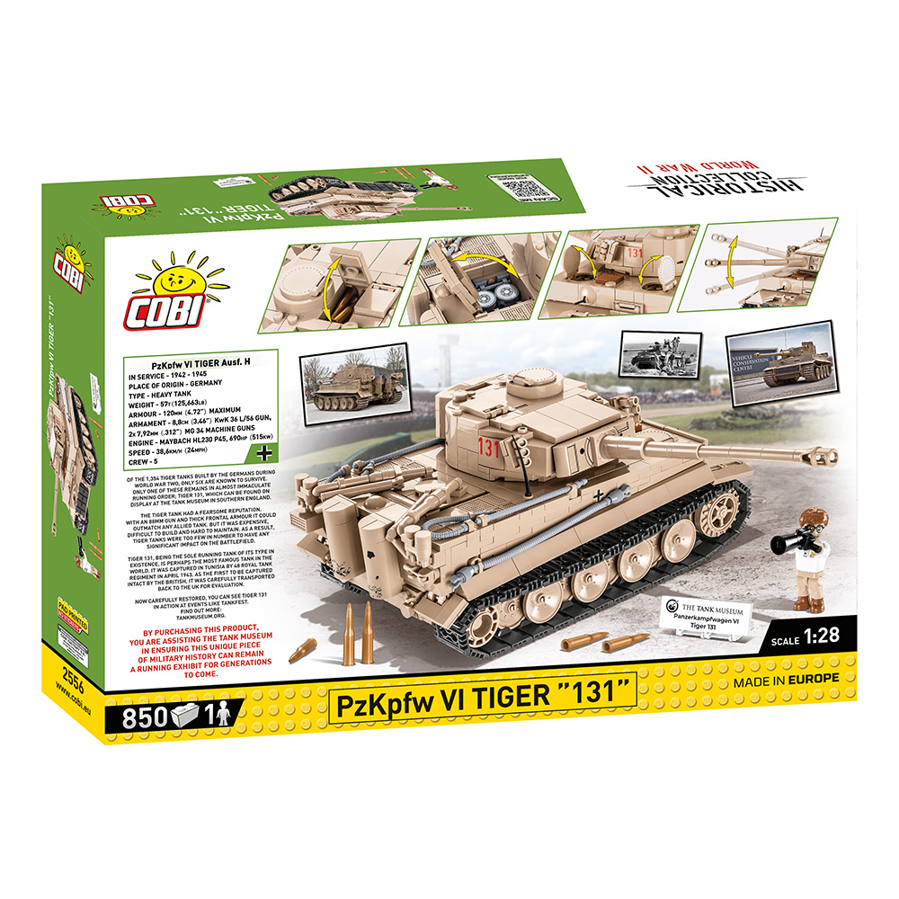 Cobi Historical Collection Bausatz Panzer PzKpfw VI Tiger 131 850 Teile 2556 Bild 3