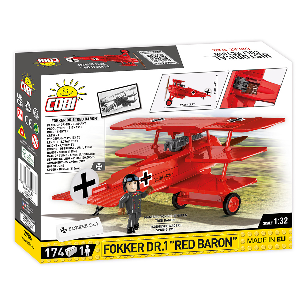 Cobi Historical Collection Bausatz Flugzeug Fokker Dr.1 Red Baron 174 Teile 2986 Bild 3