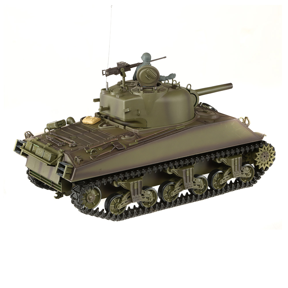 Heng-Long RC Panzer Sherman M4A3, grün 1:16 schussfähig, Infrarot-Gefechtssystem, Rauch & Sound, RTR Bild 1