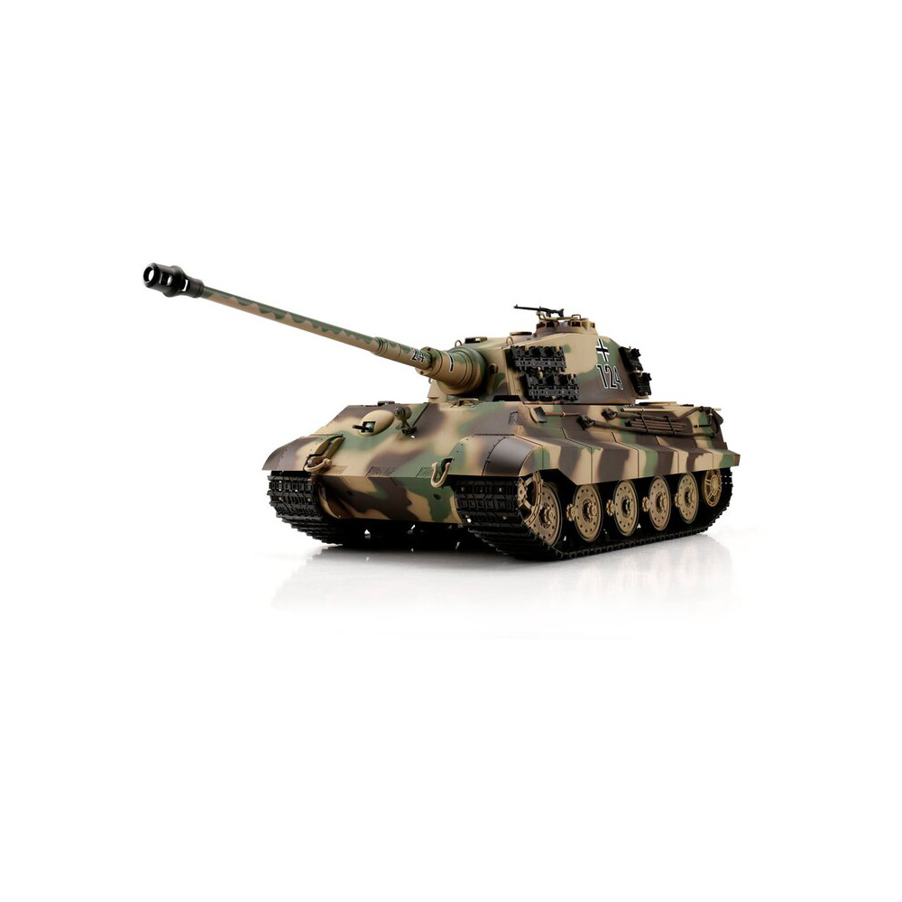 Heng-Long RC Panzer Knigstiger Henschelturm, tarn 1:16 schussfhig, Infrarot-Gefechtssystem, Rauch & Sound, Metallgetriebe,