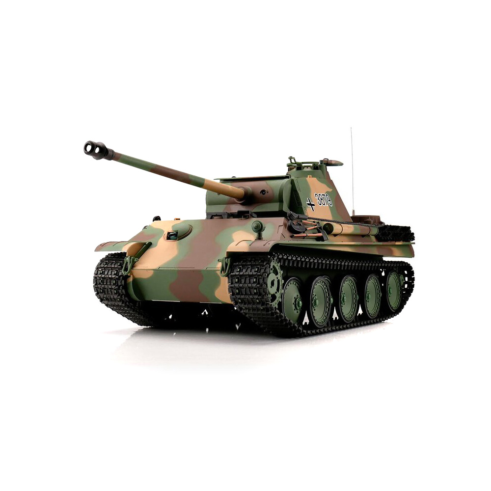 Heng-Long RC Panzer Panther Ausf. G, flecktarn 1:16 schussfähig, Infrarot-Gefechtssystem, Rauch & Sound, RTR