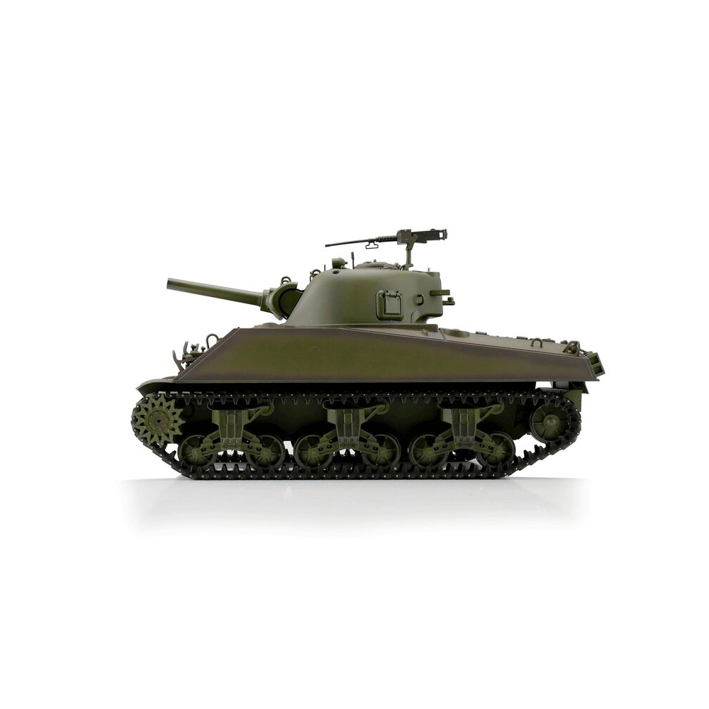 Heng-Long RC Panzer M4A3 Sherman, grün 1:16 schussfähig, Infrarot-Gefechtssystem, Rauch & Sound, Metallgetriebe, Metallkette Bild 1