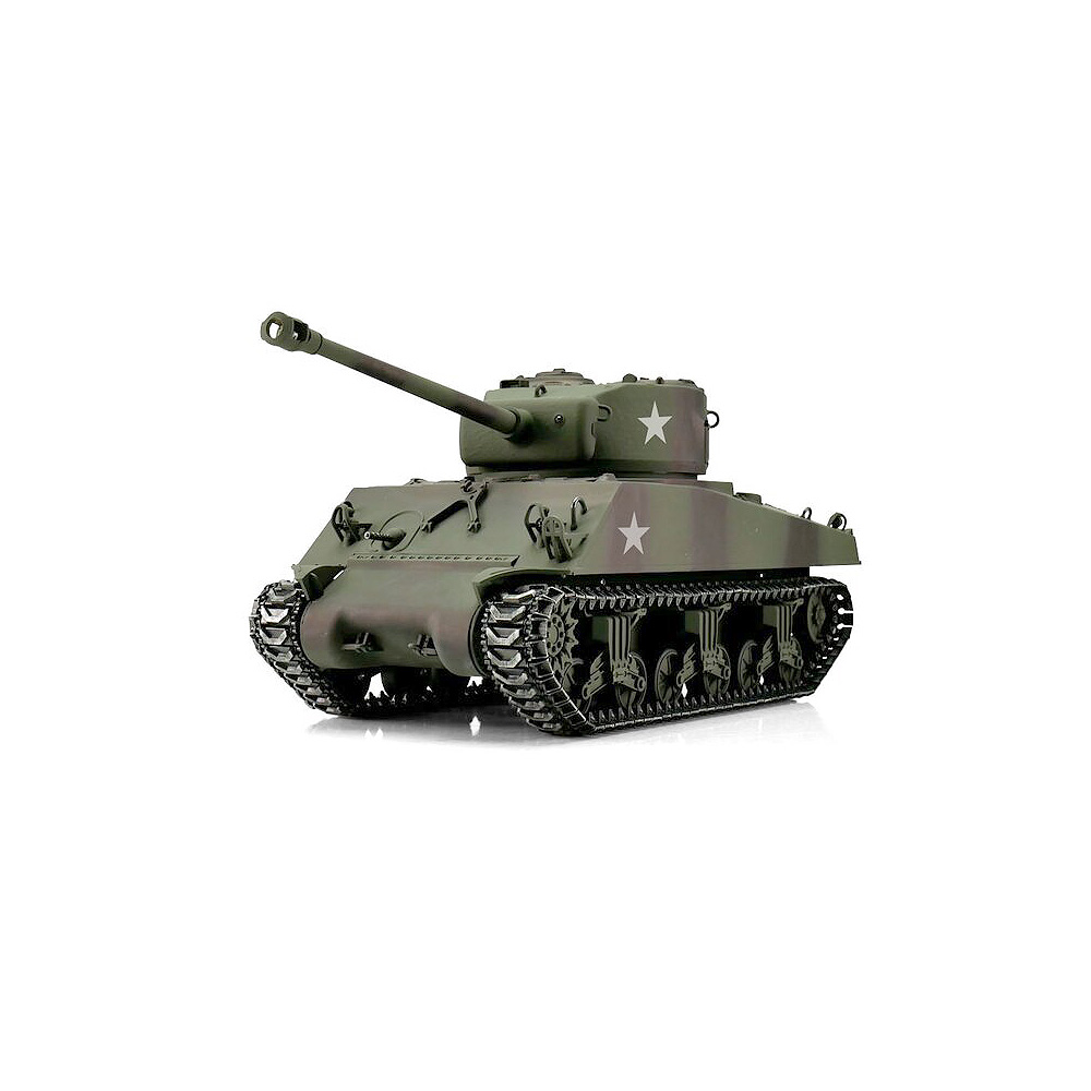 Torro RC Panzer M4A3 Sherman 76mm, grün Profi-Edition 1:16 schussfähig, Rauch & Sound, Metallgetriebe und Metallketten, RTR Bild 1