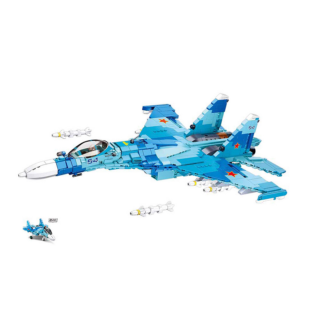 Sluban Bauset Sowjet Jet 2 in 1 blau 1040 Teile M38-B0985
