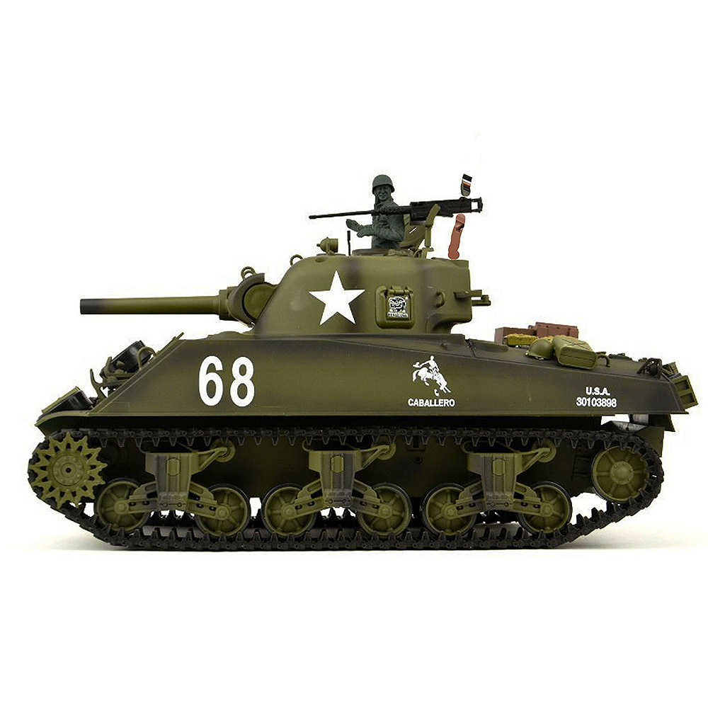 Amewi Rc Panzer U.S. M4A3 Sherman oliv, 1:16, Advanced Line RTR, schussfähig, Infrarotsystem, Rauch & Sound Bild 1