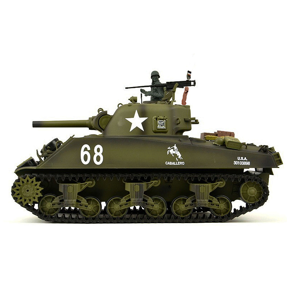 Amewi Rc Panzer U.S. M4A3 Sherman oliv, 1:16, Advanced Line RTR, schussfhig, Infrarotsystem, Rauch & Sound Bild 1