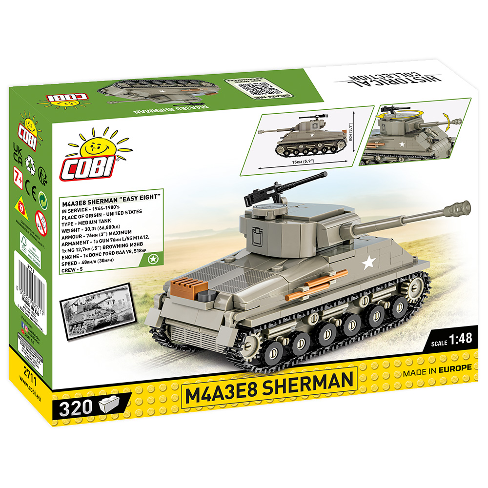 Cobi Historical Collection Bausatz Panzer M4A3E8 Sherman 1:48 320 Teile 2711 Bild 2