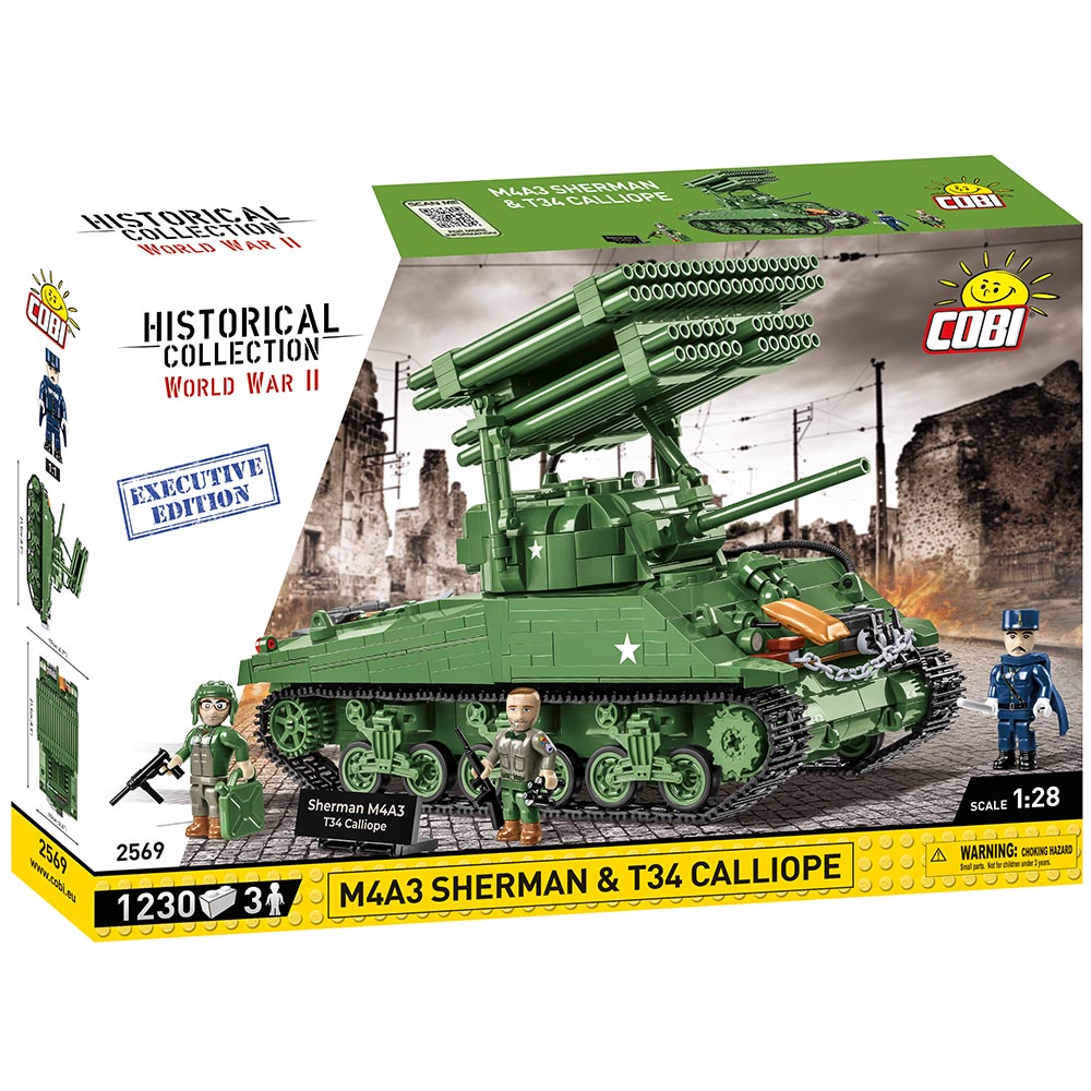 Cobi Historical Collection Bausatz Panzer M4A3 Sherman mit T34 Calliope Raketenwerfer 1230 Teile 2569 - Executive Edition Bild 2