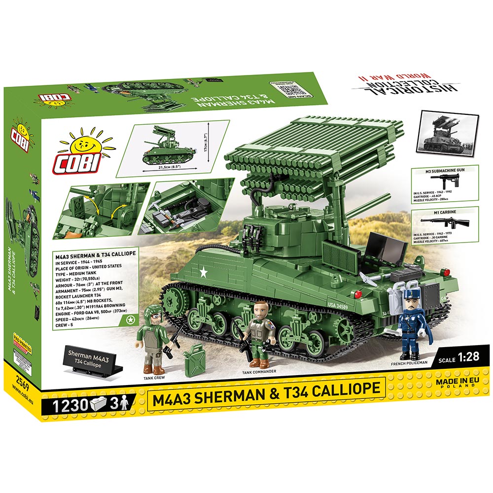 Cobi Historical Collection Bausatz Panzer M4A3 Sherman mit T34 Calliope Raketenwerfer 1230 Teile 2569 - Executive Edition Bild 3