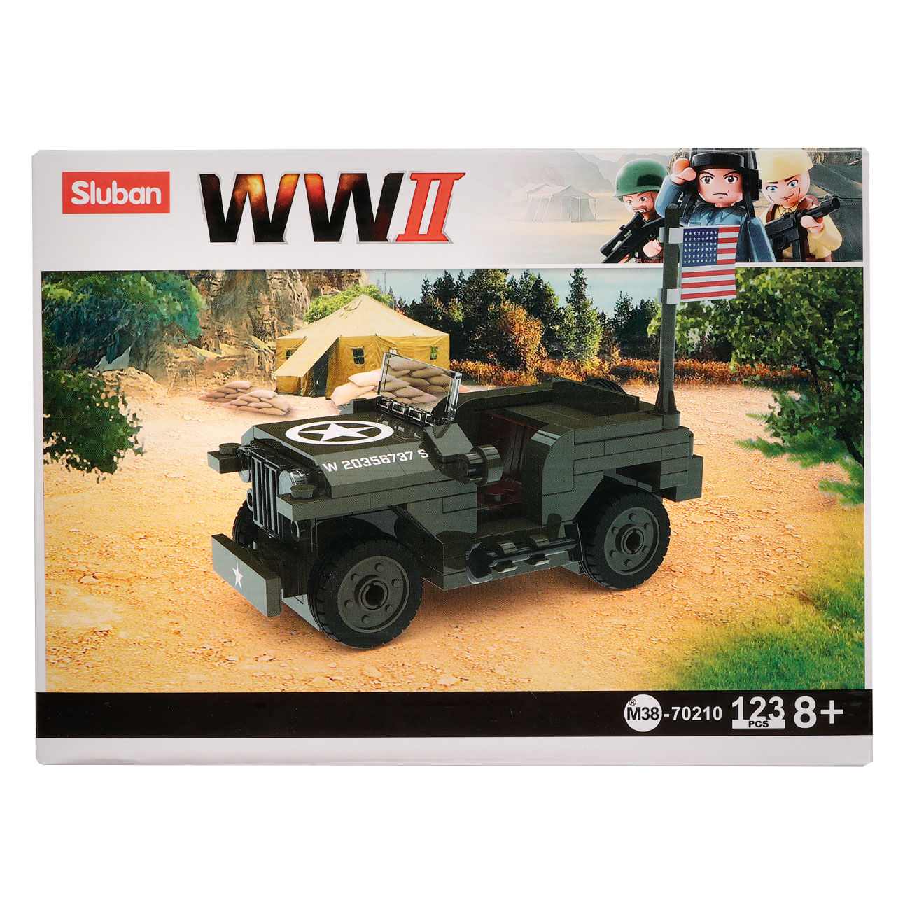 Sluban Bauset WWII Jeep US Army 123 Teile M38-70210