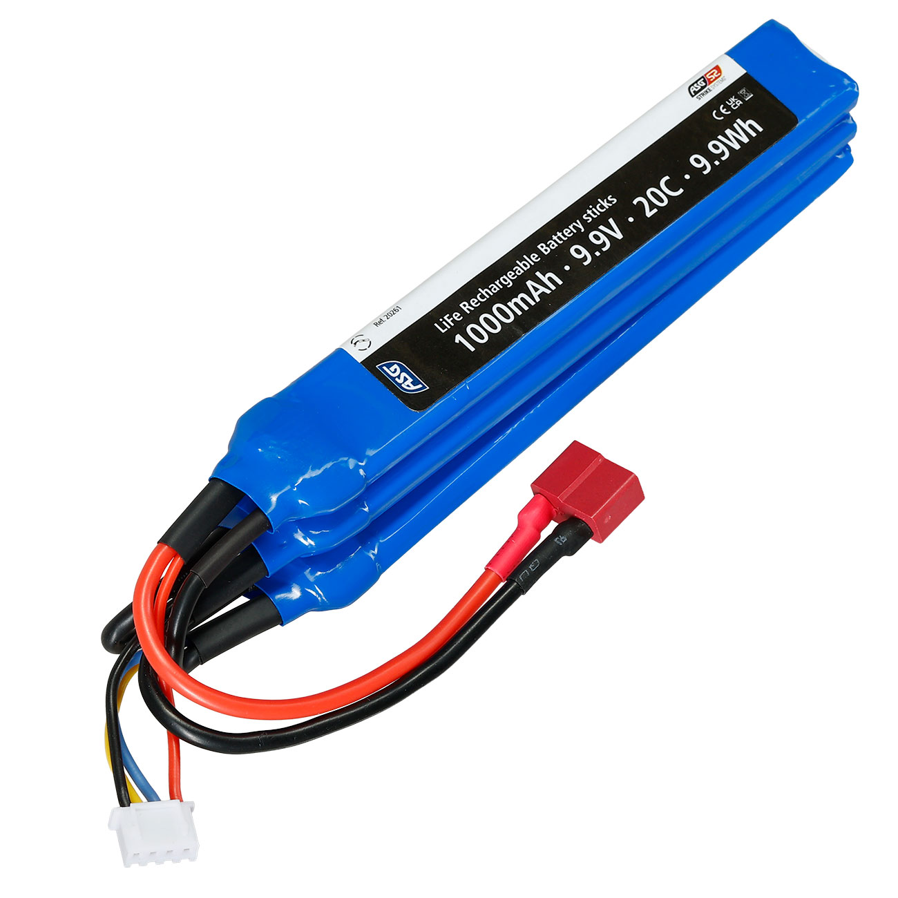 ASG LiFe Akku 9,9V 1000mAh 20C Small Tri-Panel Type mit T-Stecker Anschluss Bild 1