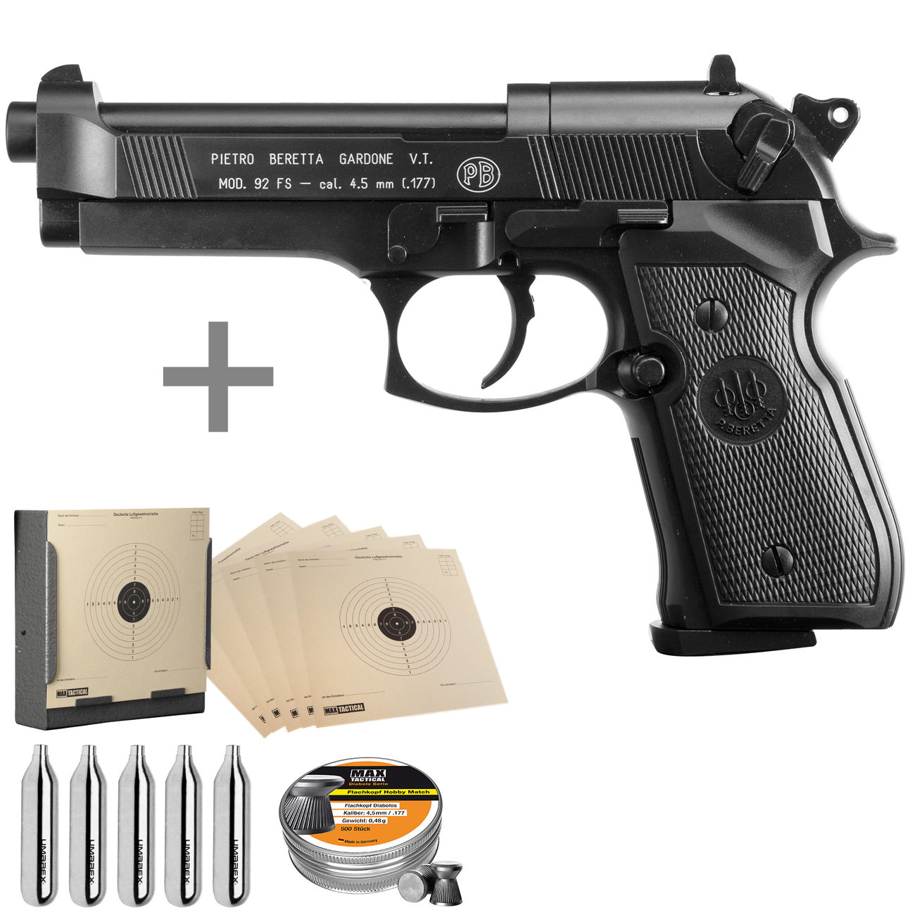 Beretta M92 Fs Co2 Luftpistole 4 5mm Diabolo Bruniert Inkl Kugelfang Diabolos Und Co2 Kapseln Kotte Zeller
