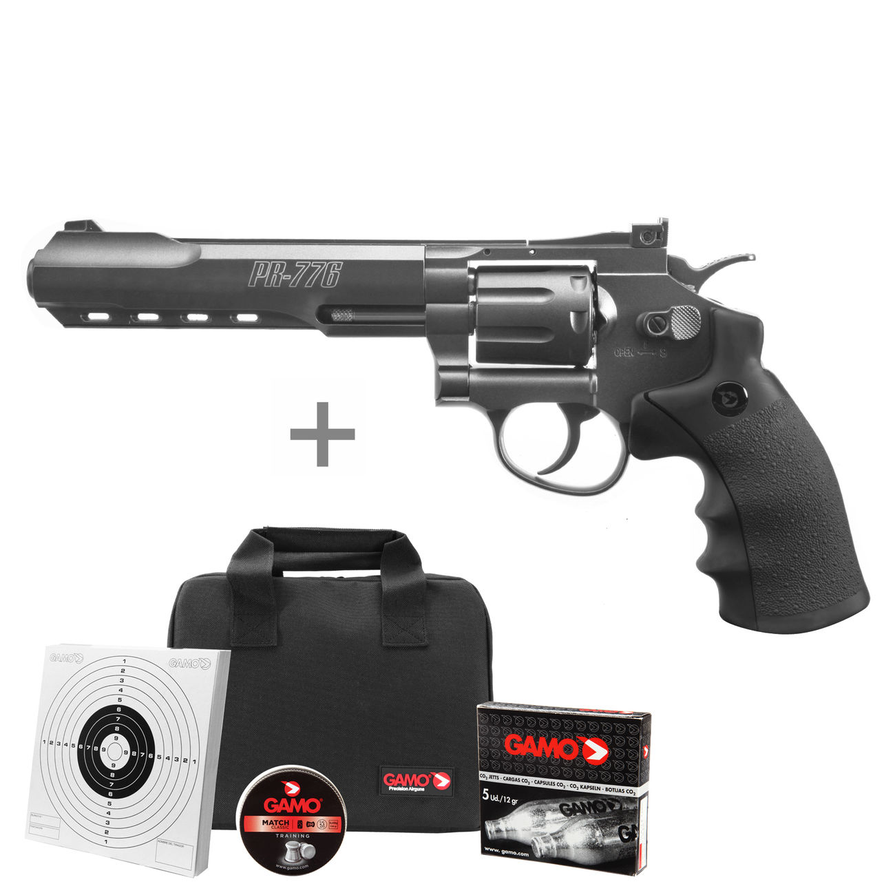 Gamo Pr 776 Co2 Revolver Kal 4 5mm Diabolo Inkl Co2 Kapseln Zielscheiben Diabolos Trommelmagazin Und Pistolentasche Gunstig Kaufen Kotte Zeller