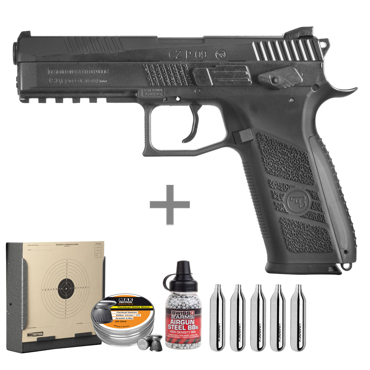 ASG CZ P09 Duty CO2 Luftpistole 4,5mm Diabolo/SBB Komplettset Kotte