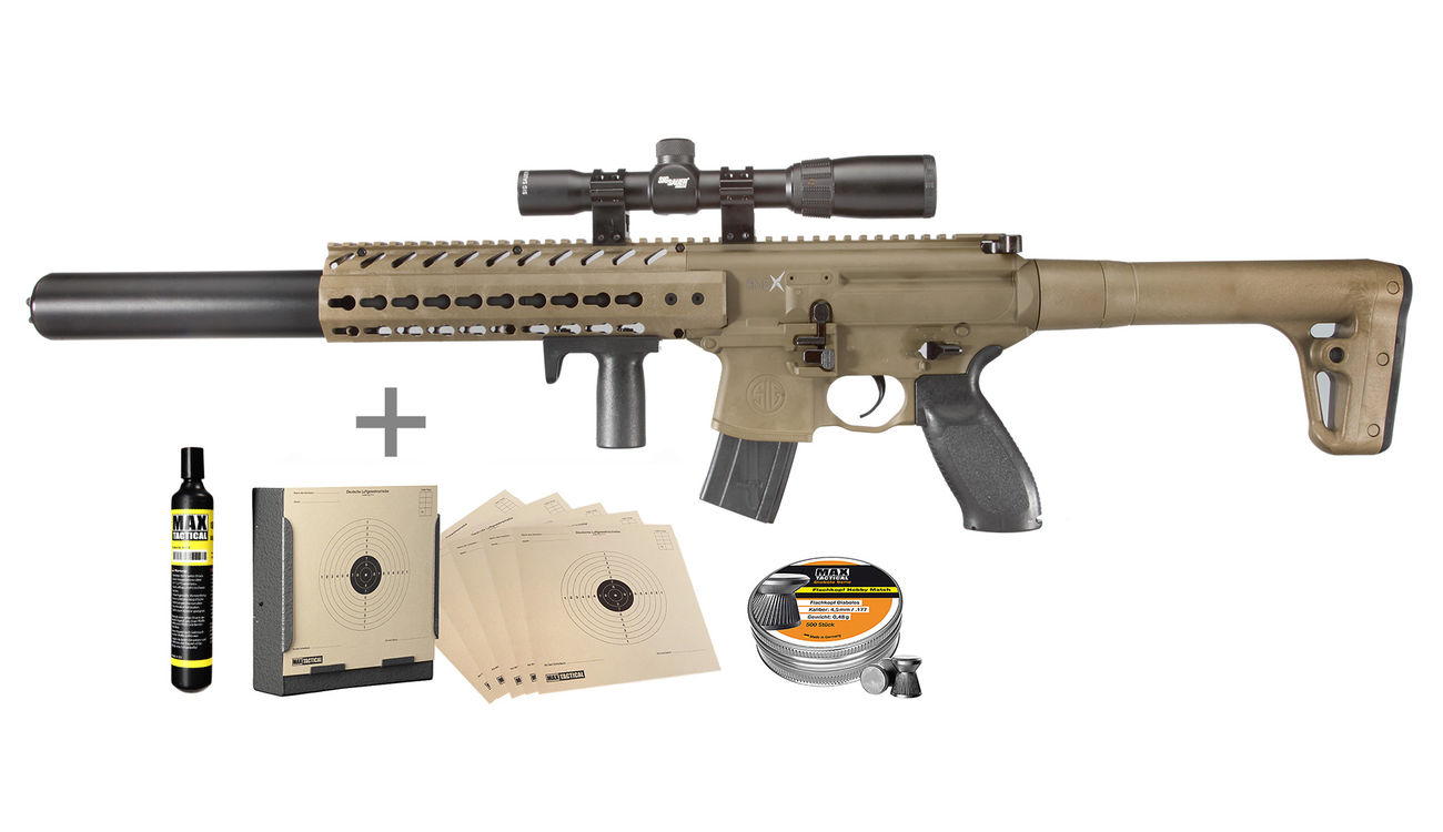 Sig Sauer MCX CO2 Luftgewehr 4,5mm Diabolo Dark Earth Komplettset