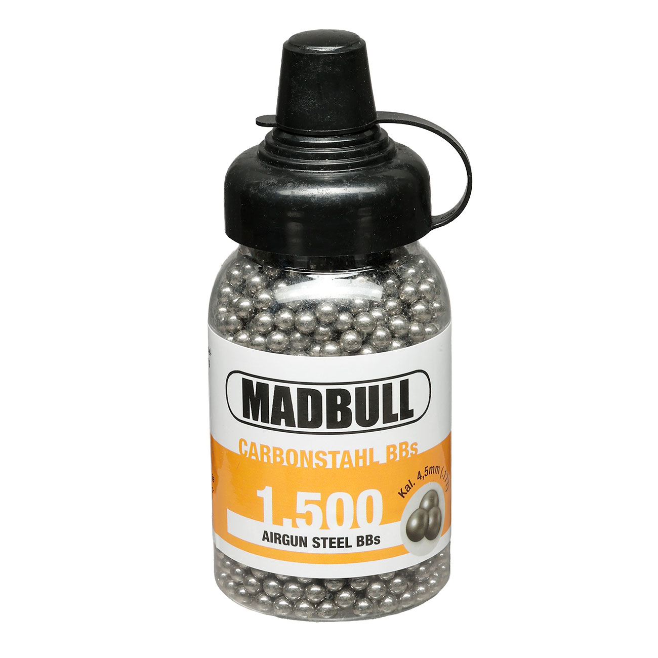 Madbull Stahl-BBs 4,5 mm - 1500 St�ck mit Schnelllader Kal. 4,5 mm BB Luftdruckmunition Bild 1