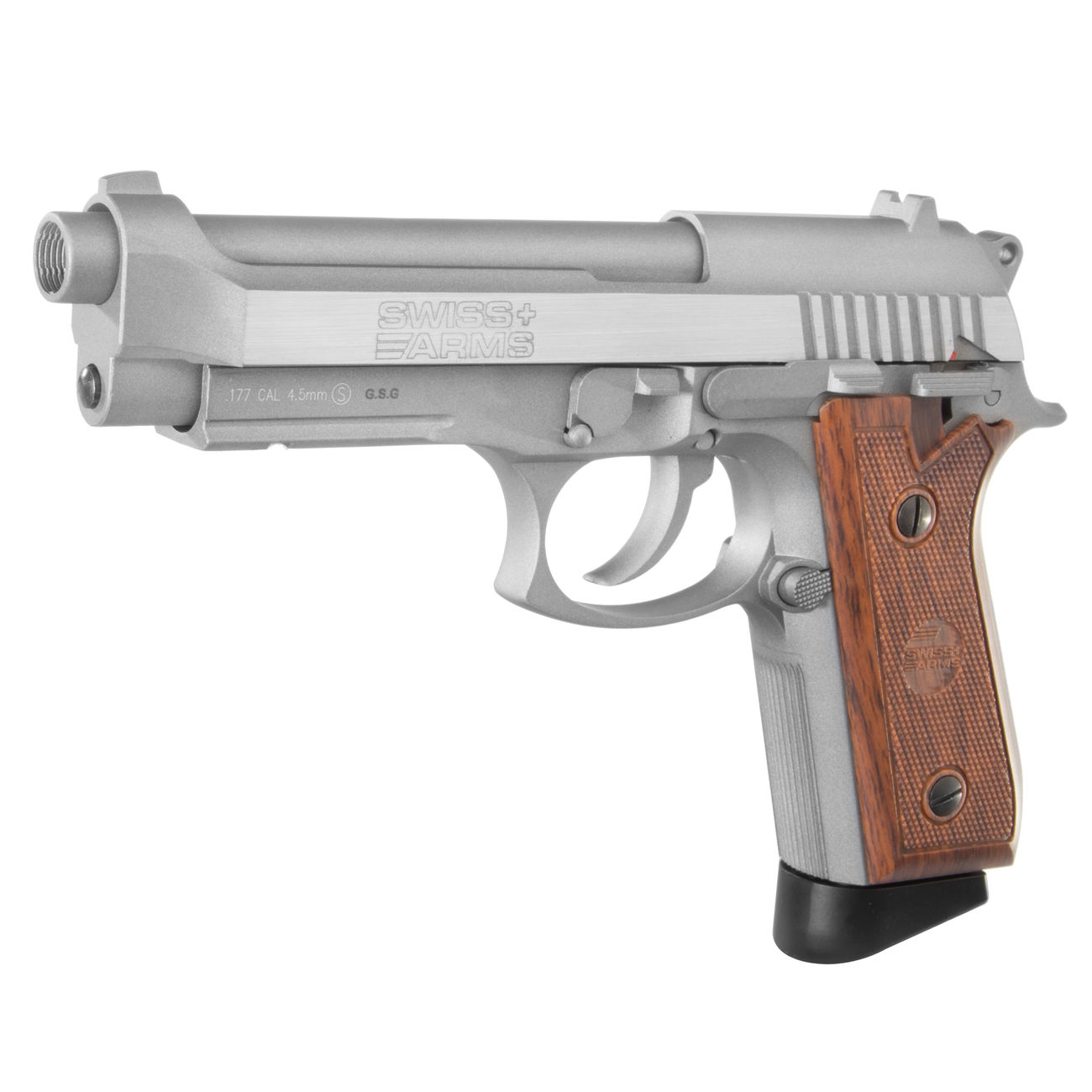 Swiss Arms SA92 CO2 Luftpistole Kal. 4,5mm BB Vollmetall Blowback silber Bild 1