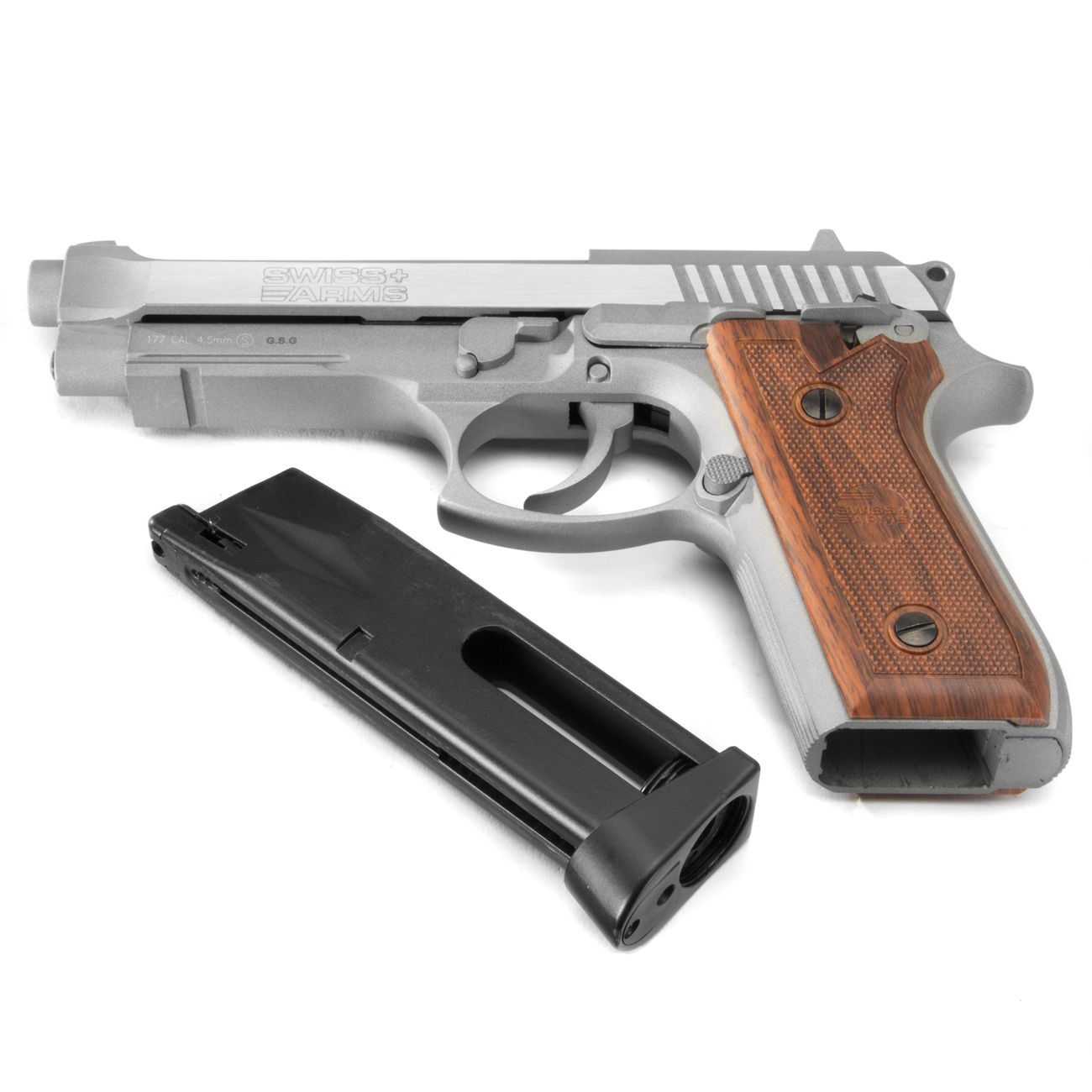 Swiss Arms SA92 CO2 Luftpistole Kal. 4,5mm BB Vollmetall Blowback silber Bild 4