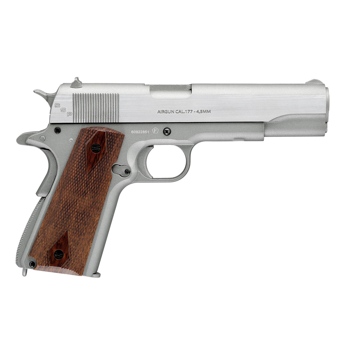 Swiss Arms SA1911 Seventies CO2 Luftpistole Vollmetall Blow Back Kal. 4,5 mmBB stainless Bild 1