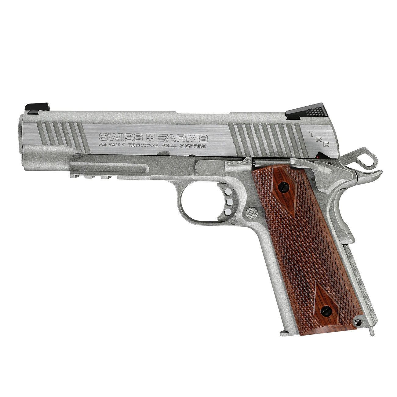 Swiss Arms P1911 CO2 Luftpistole Blow Back Kal. 4,5mm BB Tactical Rail silber