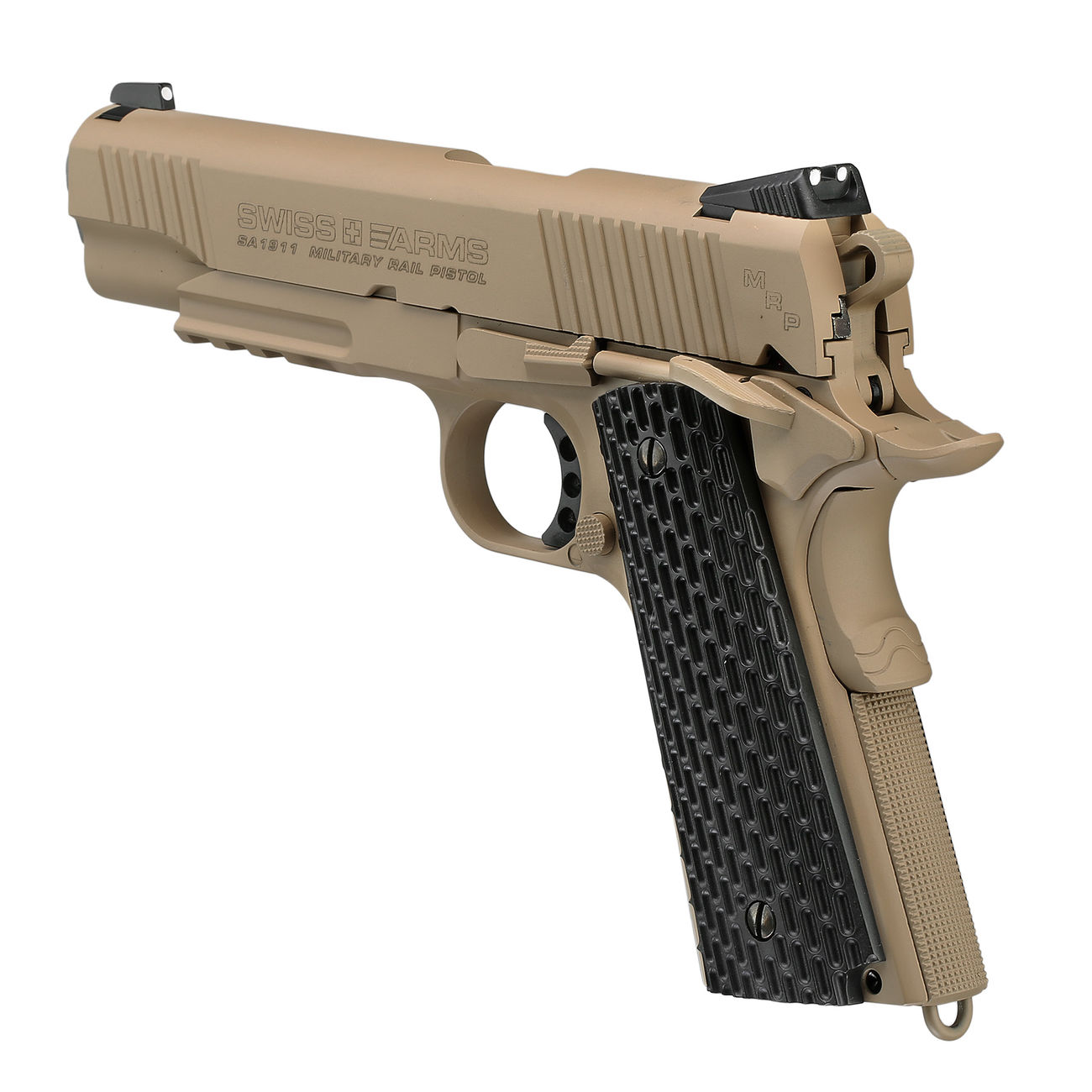 Swiss Arms P1911 CO2 Luftpistole Blow Back Kal. 4,5mmBB Vollmetall Military Rail desert Bild 2