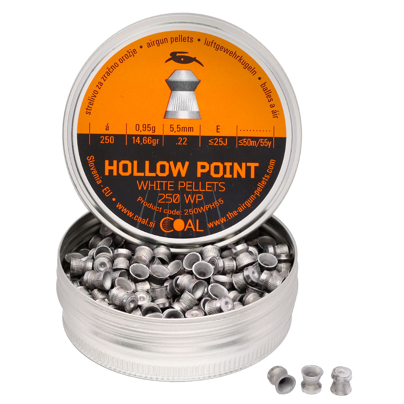 Coal Hollow Point Diabolos White Pellets geriffelter Schaft Kal. 5,5 mm 250er Dose