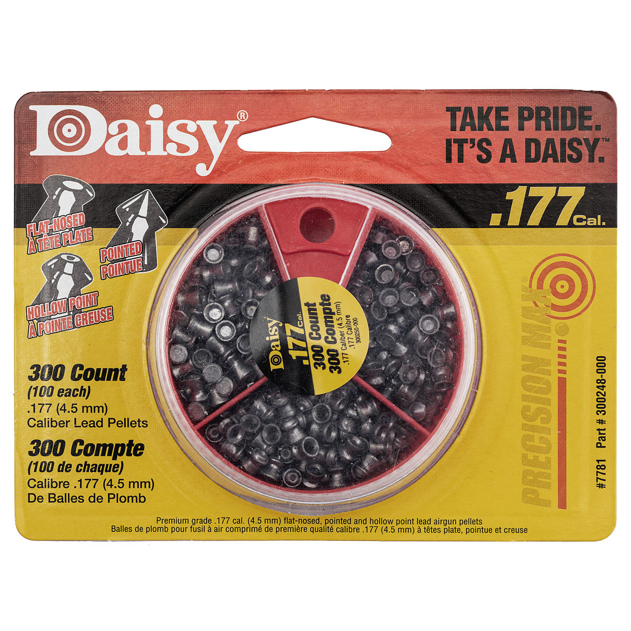 Daisy Diabolos 4,5 mm 300 Stück, je 100 Spitz-, Flach- und Rundkopf Bild 1