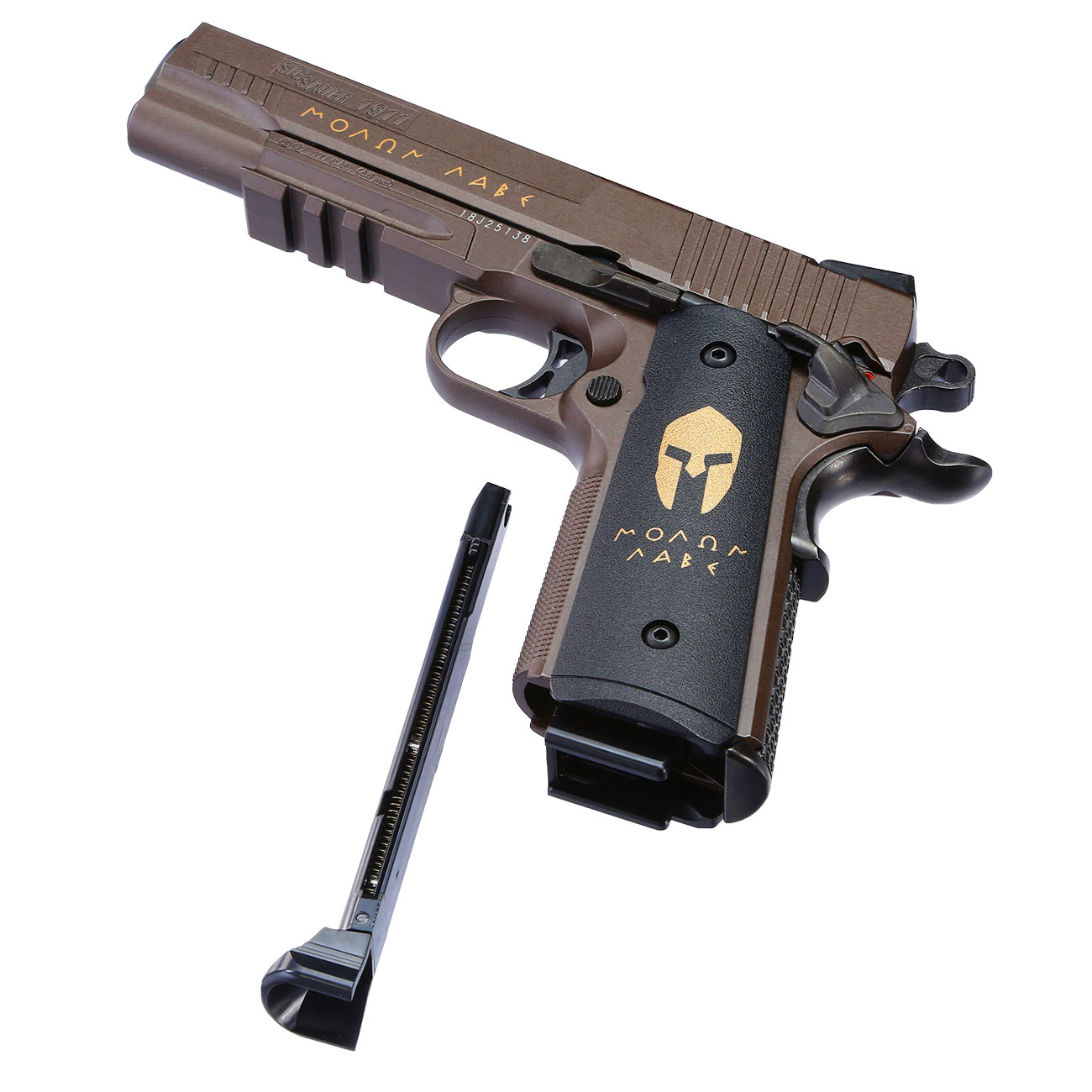 Sig Sauer 1911 Spartan CO2-Luftpistole Kal. 4,5 mm BB Vollmetall braun Bild 1