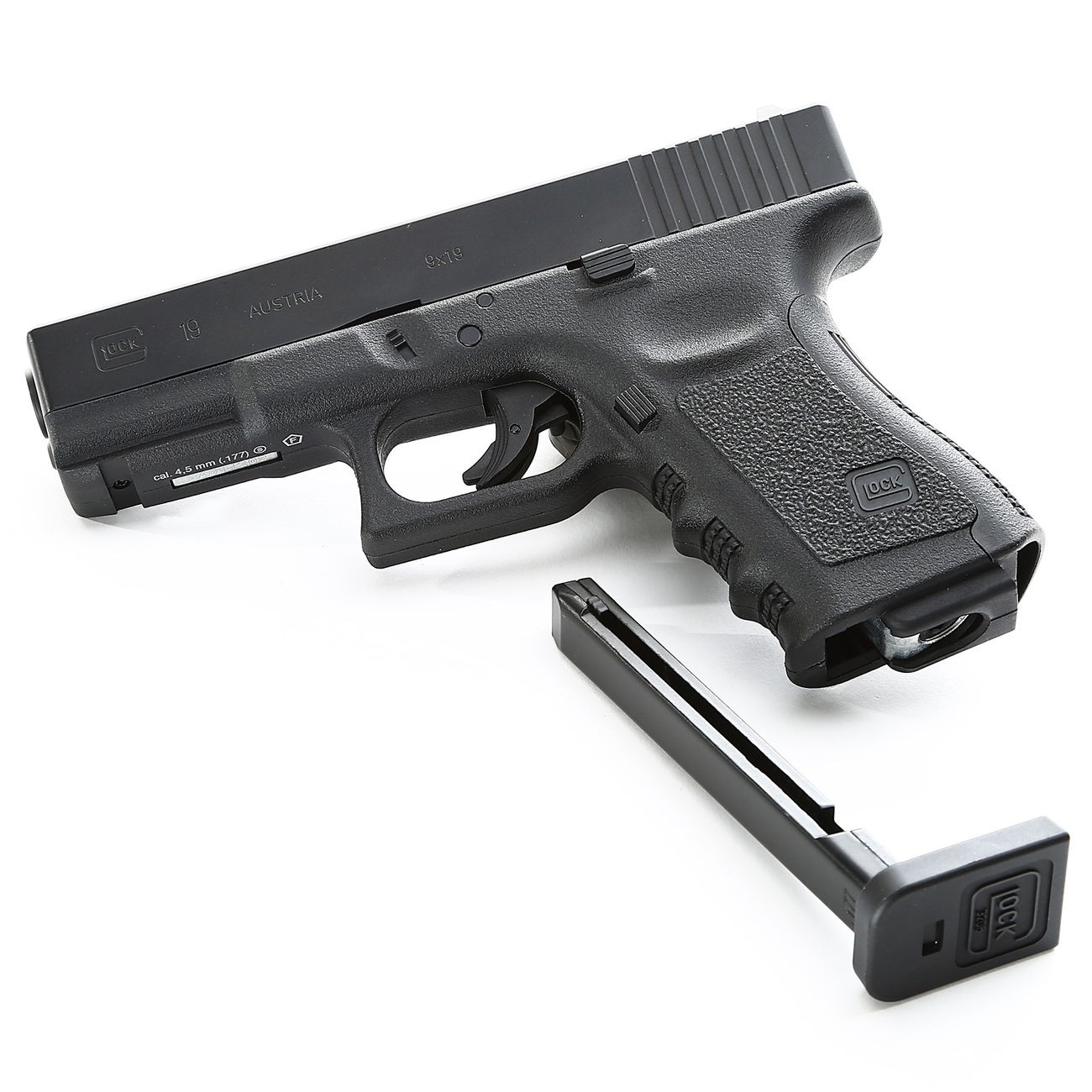Glock 19 CO2 Luftpistole Kal. 4,5 mm BB schwarz Metallschlitten Bild 4