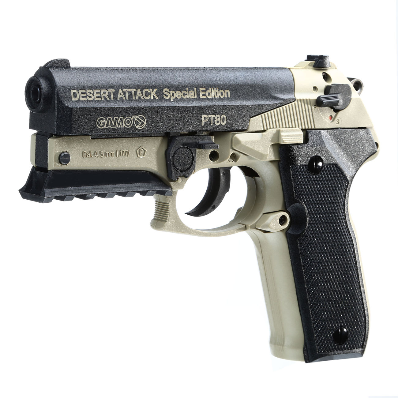 Gamo PT-80 Desert Attack CO2-Luftpistole 4,5 mm Diabolo inkl. Tasche, Koffer, Zielscheiben und Diabolos Bild 1